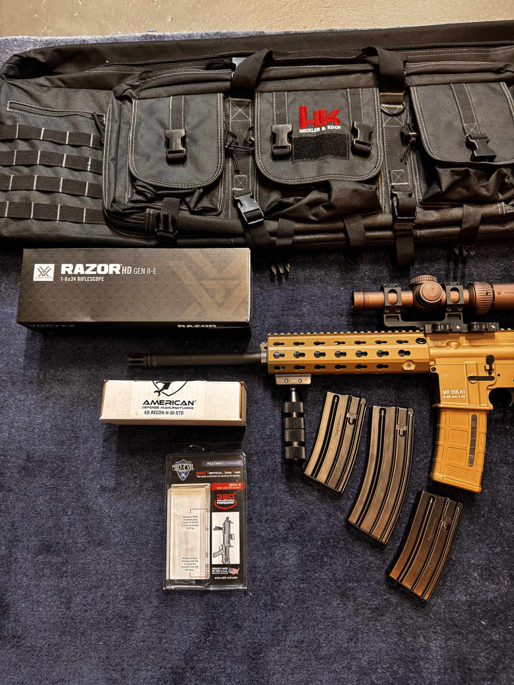HK MR556 A1 RAL 8000 Collector Pkg RARE Vortex Razor HD 4 Mags & HK Case -img-9