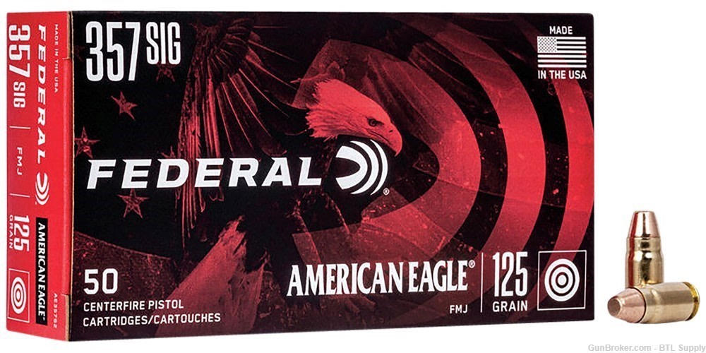 Federal AE357S2 American Eagle Handgun 357Sig 125gr FMJ-1,000 Rounds-img-0
