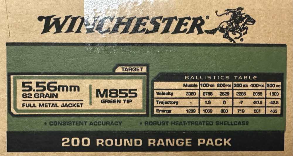 Winchester M855 5.56 62GR FMJ Green Tip 400RDS WM855200 USA 5.56-img-3