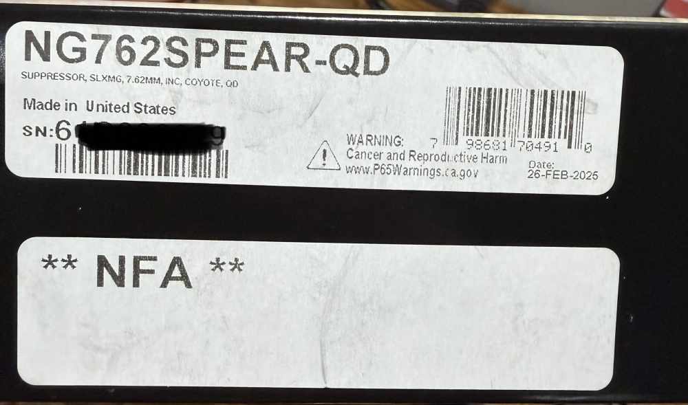 Sig Sauer SLXMG 7.62 Inc. Coyote Next Gen Suppressor NG762SPEAR-QD NEW-img-2