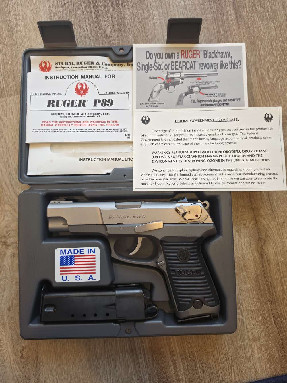 Ruger P89 9mm Two-Tone Stainless 4.25" 2 Mags Hard Case Like New-img-18