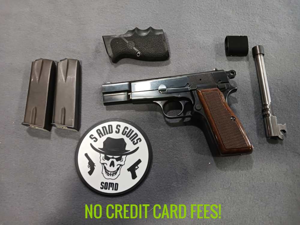 1969 BELGIUM BROWNING HI-POWER 9MM C-SERIES EXTRA THEADED BARREL USED-img-0