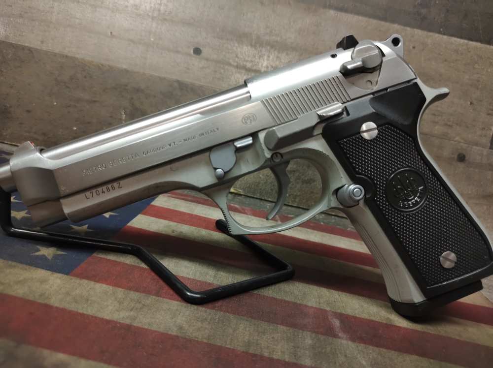 LOOK! GREAT COND. BERETTA 92-FS Stainless 9mm w/Mag 15+1 Mfg1994 PENNY! NR-img-0