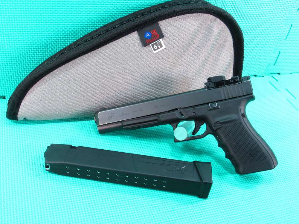 Glock Model 40 Gen 4 Blued 10mm Long Slide 1 Mag & VISM Flip Up Red Dot  -img-0