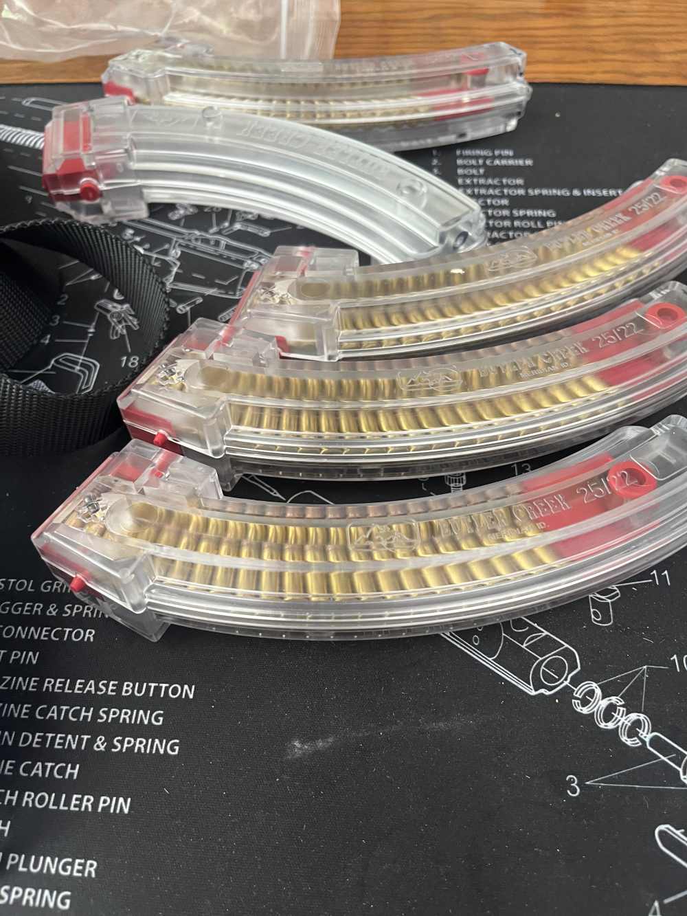 (5) Butler Creek 10/22 25 rnd mags with ammo and bonus sling-img-5