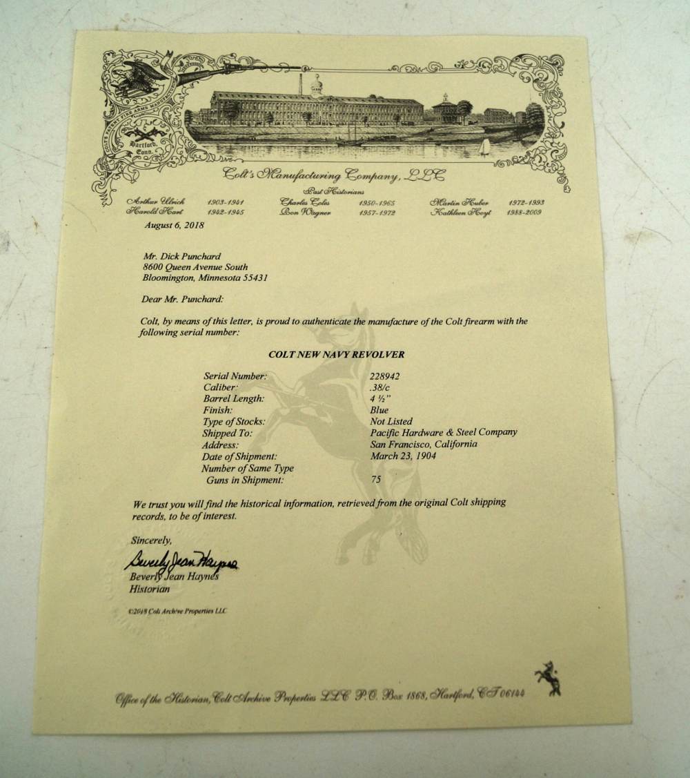 COLT MODEL 1895 NAVY COMMERCIAL REVOLVER WITH COLT ARCHIVE PAPER-img-8