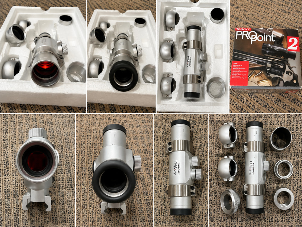 Vintage Tasco ProPoint 2 Silver 30mm Red Dot Sight Japan Complete w/ Box & -img-0