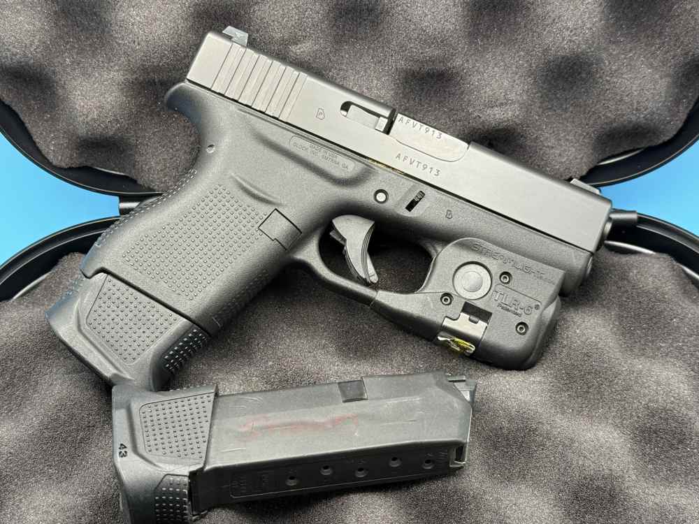 Glock 43 9mm Slimline Subcompact G43 Police Trade In GNS Streamlight TLR-6 -img-1