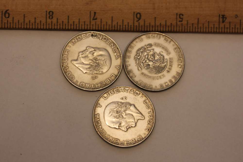 Mexico silver coin lot of 3 – cinco peso 1.25 oz-img-1