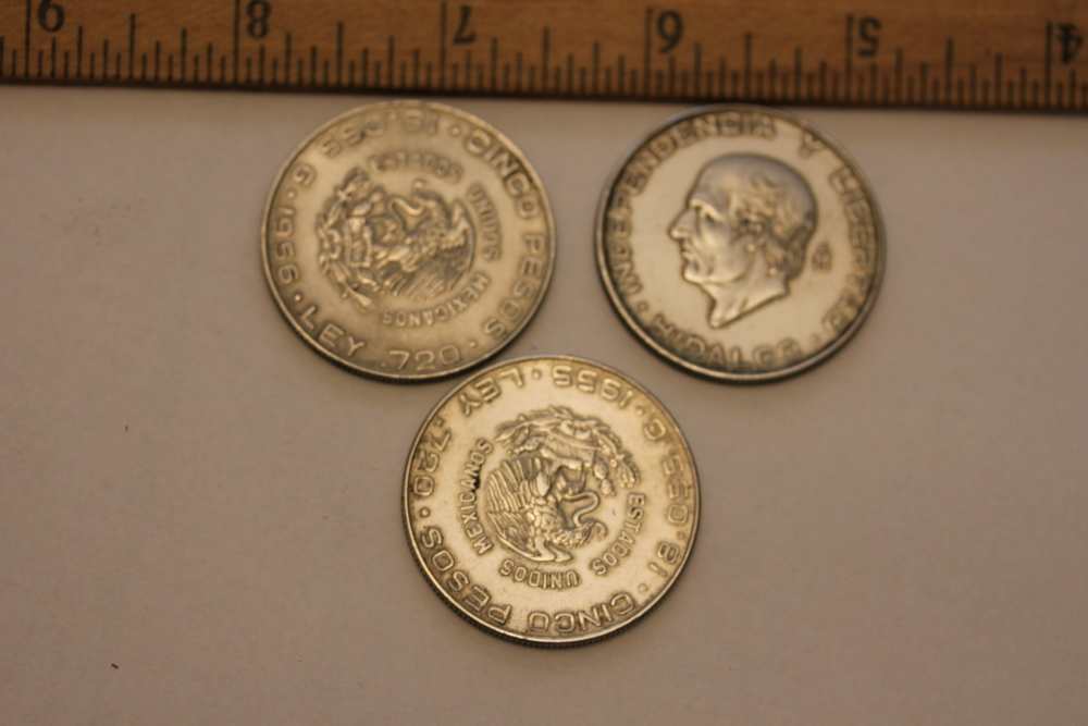Mexico silver coin lot of 3 – cinco peso 1.25 oz-img-0