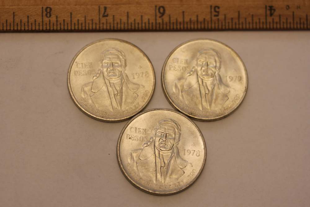 Mexico silver coin lot of 3 – cien pesos 1.93 oz-img-0