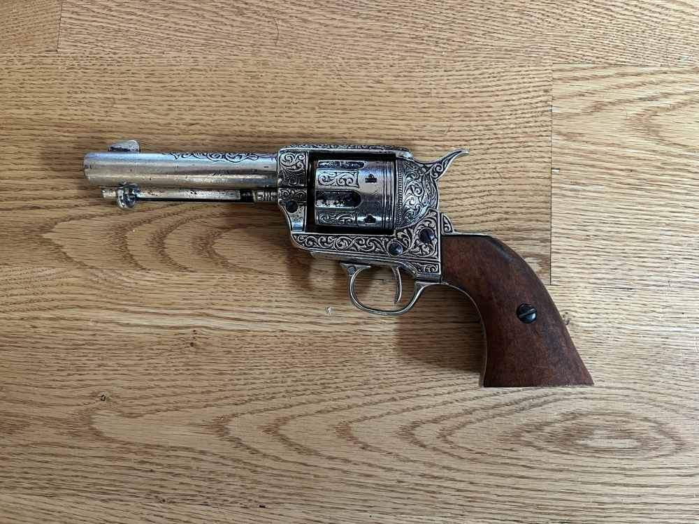Non-Firing Replica Colt Peacemaker (SAA) - Deluxe Silver Engraved-img-0