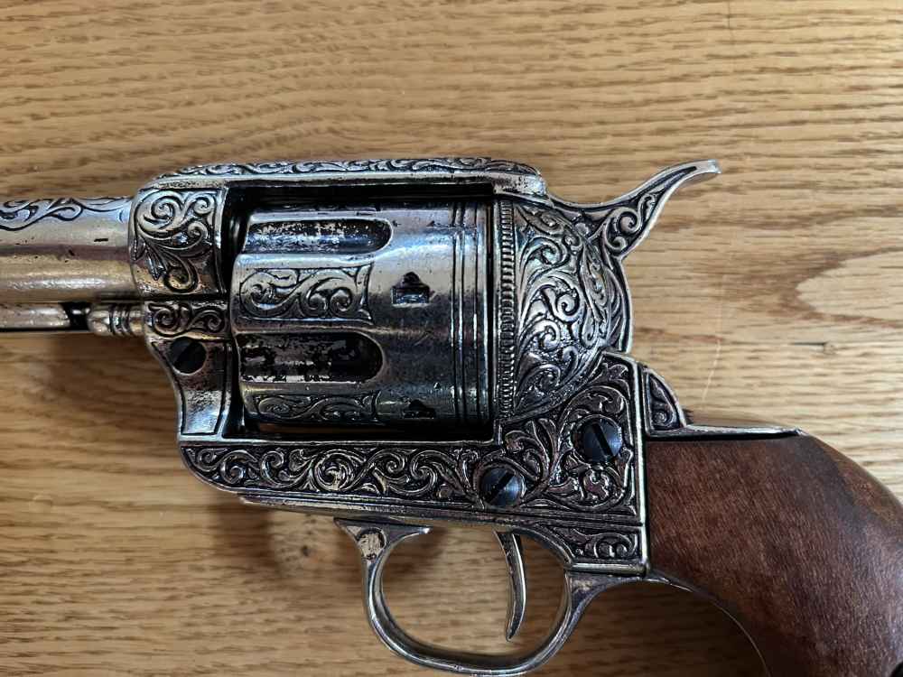Non-Firing Replica Colt Peacemaker (SAA) - Deluxe Silver Engraved-img-3
