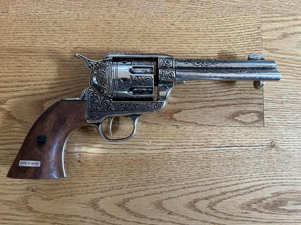 Non-Firing Replica Colt Peacemaker (SAA) - Deluxe Silver Engraved-img-1