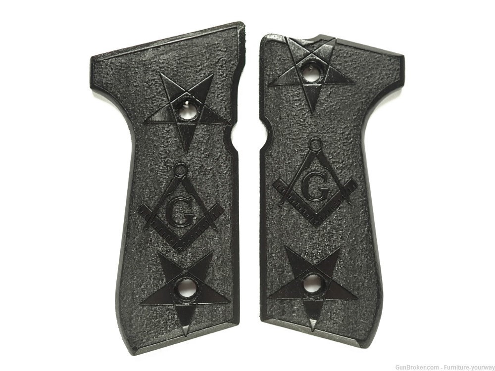 -Ebony Masonic Beretta 92fs Grips-img-1