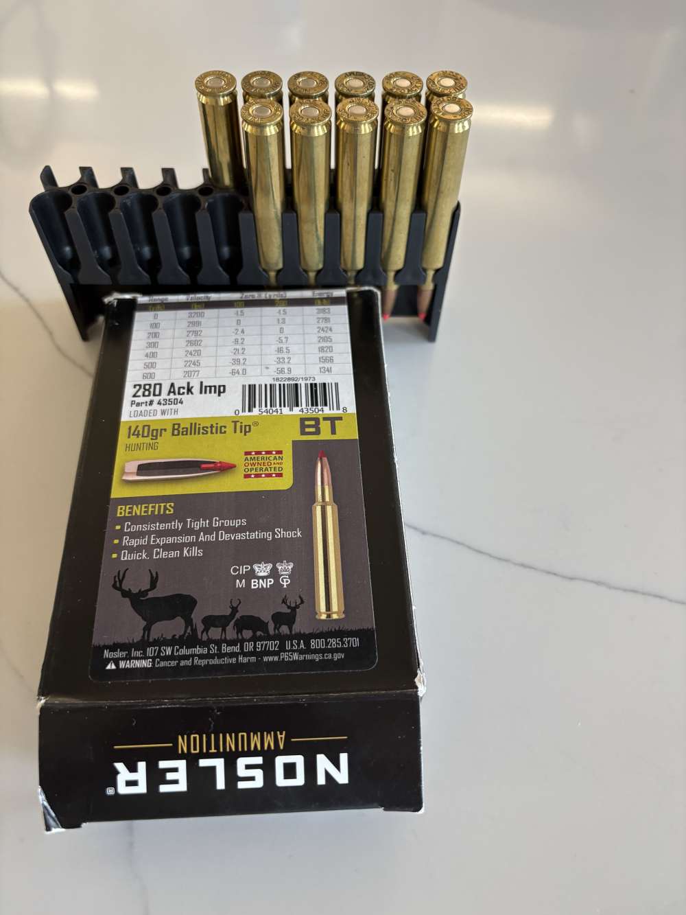 NOSLER 280 ACKLEY IMP 140 GRAIN Ballistic Tip (171) & Trophy AccuBond (20) -img-2