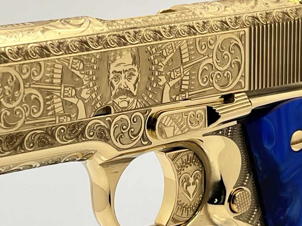 WOW FACTOR. NIB COLT SUPER 38 Pancho Villa, Emiliano  Zapata 24k gold -img-5
