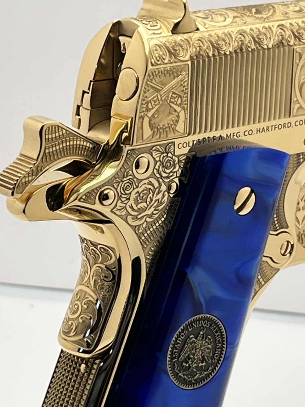WOW FACTOR. NIB COLT SUPER 38 Pancho Villa, Emiliano  Zapata 24k gold -img-17