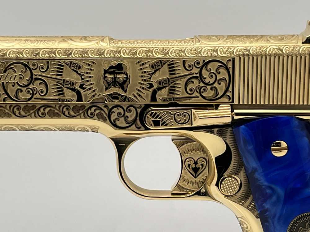 WOW FACTOR. NIB COLT SUPER 38 Pancho Villa, Emiliano  Zapata 24k gold -img-3