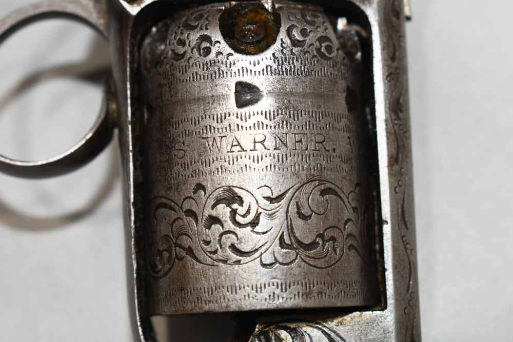 Scarce Antique Charles Warner Pocket Revolver 28 Cal 3" Late 1850's-img-21