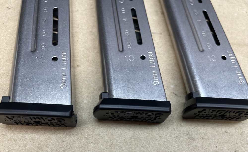 Lot of 3 Wilson Combat 9mm 1911 Government Model Magazines.  10 round-img-8