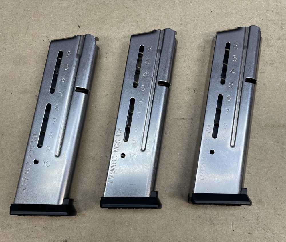 Lot of 3 Wilson Combat 9mm 1911 Government Model Magazines.  10 round-img-1