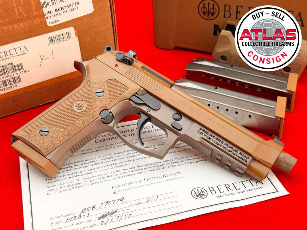 2017 Beretta M9A3 Type F 9mm 5" Threaded Flat Dark Earth w/ Ammo Can Case-img-8