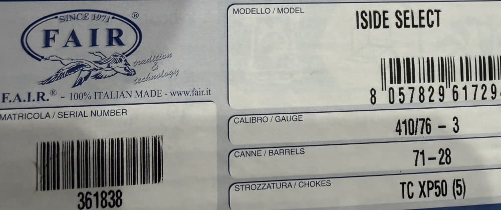 FAIR Fabbrica Armi Isidoro Rizzini *NIB* Iside Select 410  NO RESERVE*RARE*-img-2