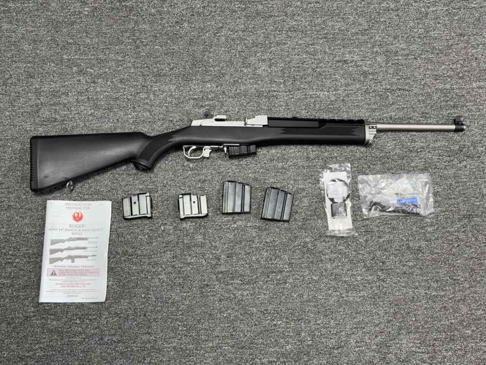 Ruger Mini-14 Ranch 5.56 NATO 18.5in Stainless 5805 +5 Mags - No Reserve-img-0