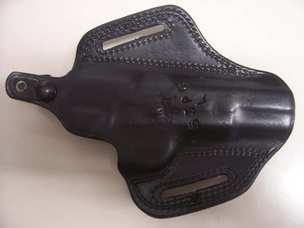 Vintage Tex Shoemaker Black Leather Formed LH Holster For Browning Hi Power-img-2