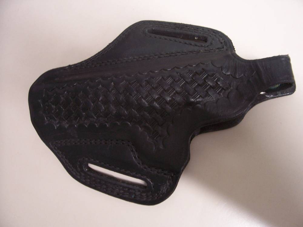 Vintage Tex Shoemaker Black Leather Formed LH Holster For Browning Hi Power-img-0