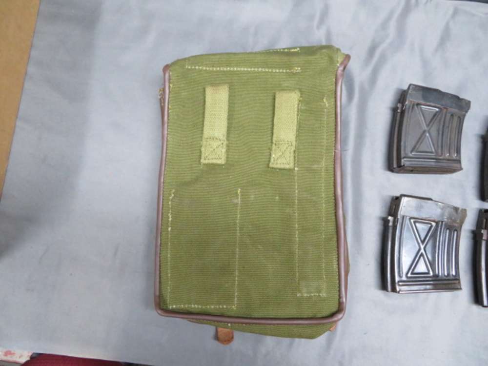 LOT OF 4 ROMANIAN PSL 54 SNIPER RIFLE MAGAZINES W/ POUCH & CLEANING KIT-img-2