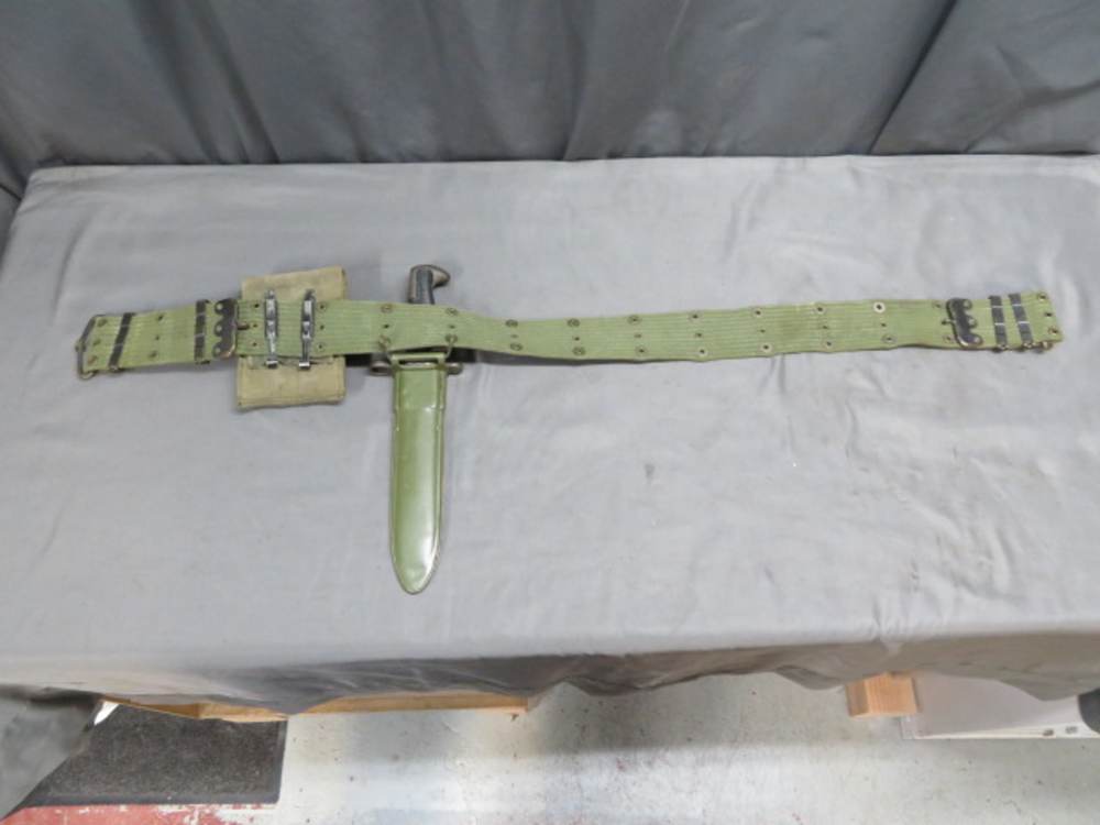 VIETNAM WAR US M1956 PISTOL BELT W/ COLT 1911 MAGAZINES & M1 GARAND BAYONET-img-15