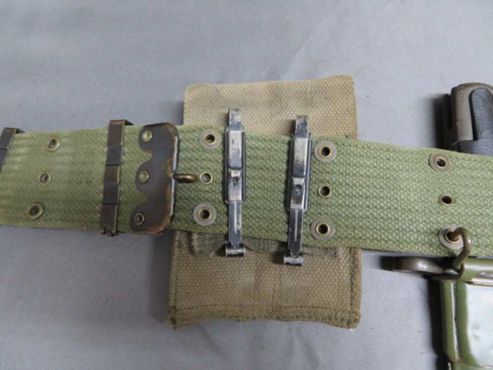 VIETNAM WAR US M1956 PISTOL BELT W/ COLT 1911 MAGAZINES & M1 GARAND BAYONET-img-17