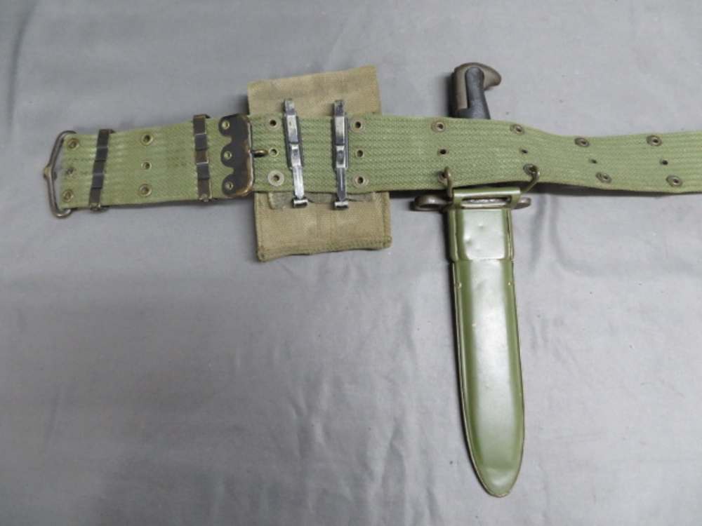 VIETNAM WAR US M1956 PISTOL BELT W/ COLT 1911 MAGAZINES & M1 GARAND BAYONET-img-16
