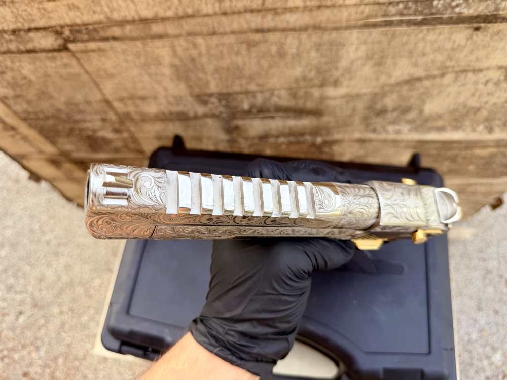 Desert Eagle 50 AE ENGRAVED High Polished Bright Nickel & 24k Gold -img-25