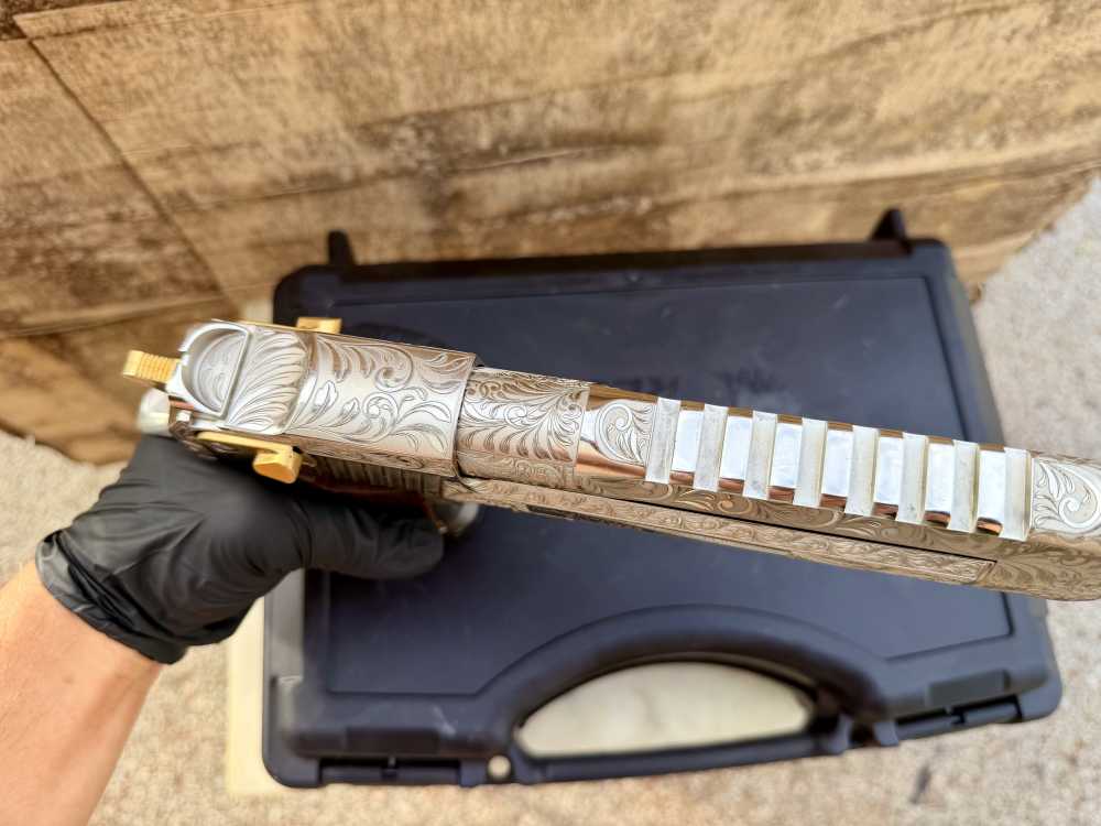 Desert Eagle 50 AE ENGRAVED High Polished Bright Nickel & 24k Gold -img-12