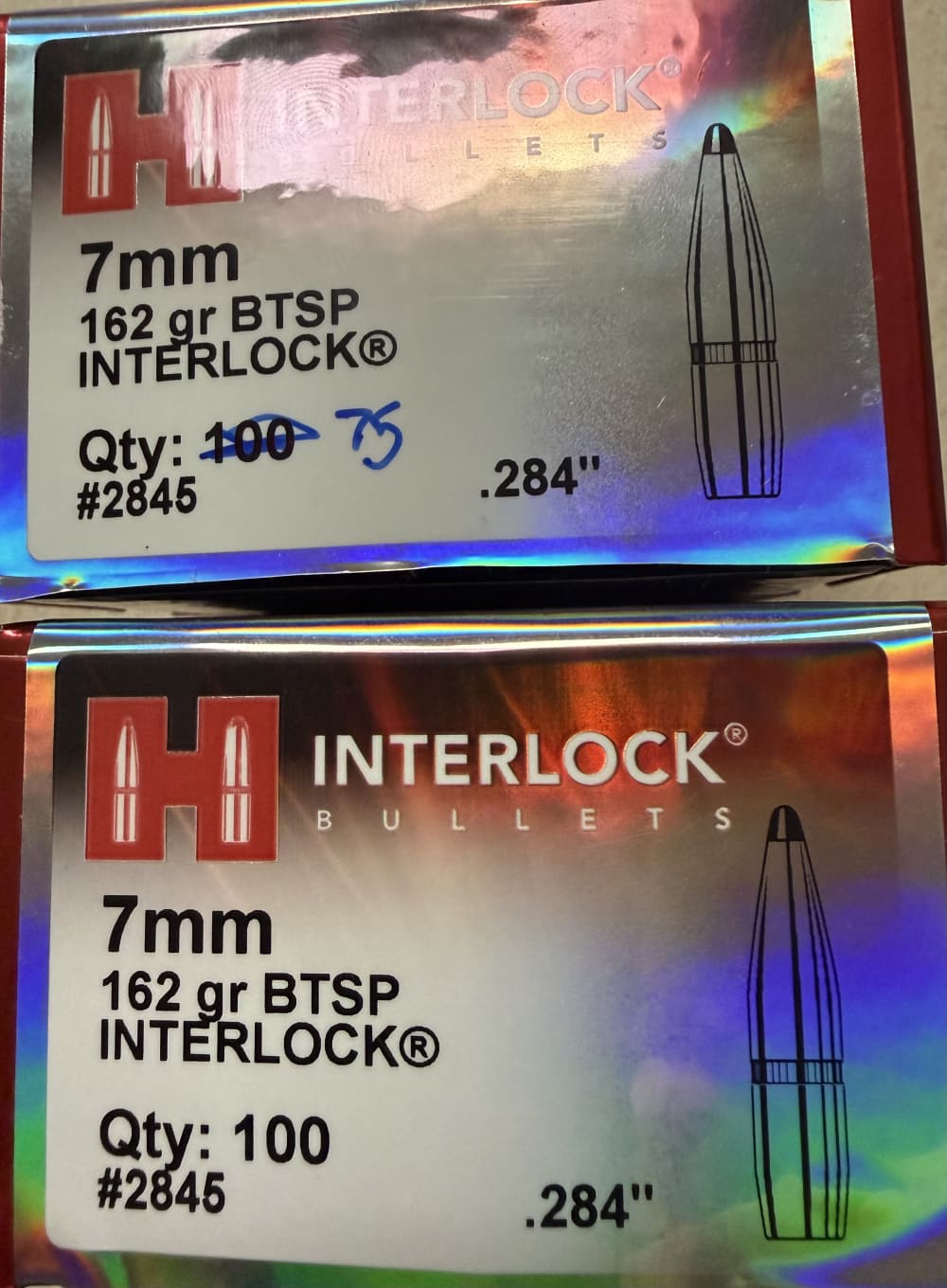 Hornady 7mm .284 162gr Interlock BTSP Bullets 175qty-img-0