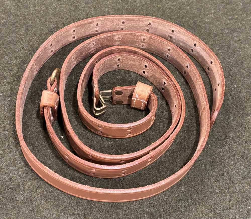 Vintage Commercial Made M1907 Leather Sling - Brass Hooks - Copper Rivets -img-2