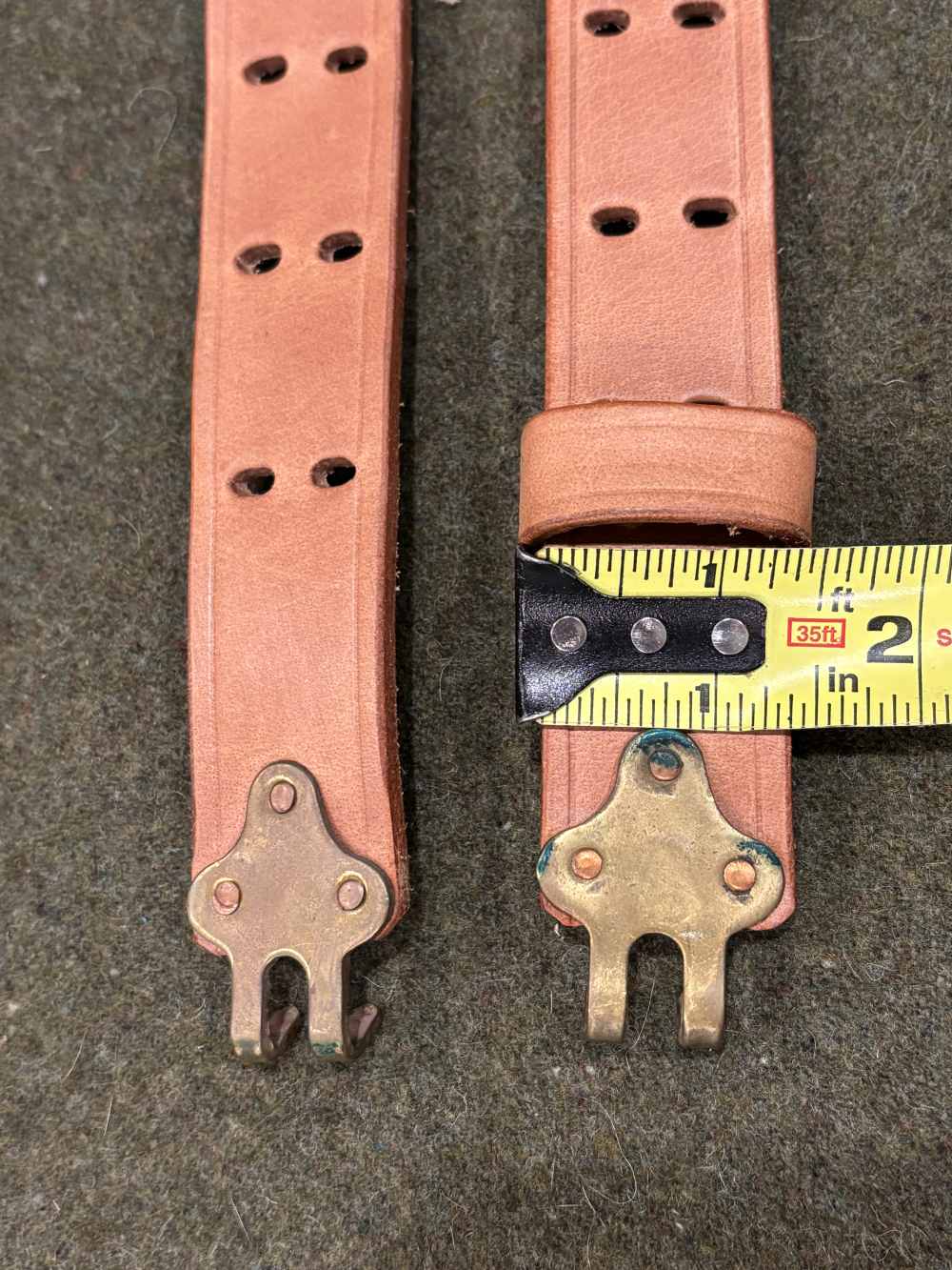 Vintage Commercial Made M1907 Leather Sling - Brass Hooks - Copper Rivets -img-0