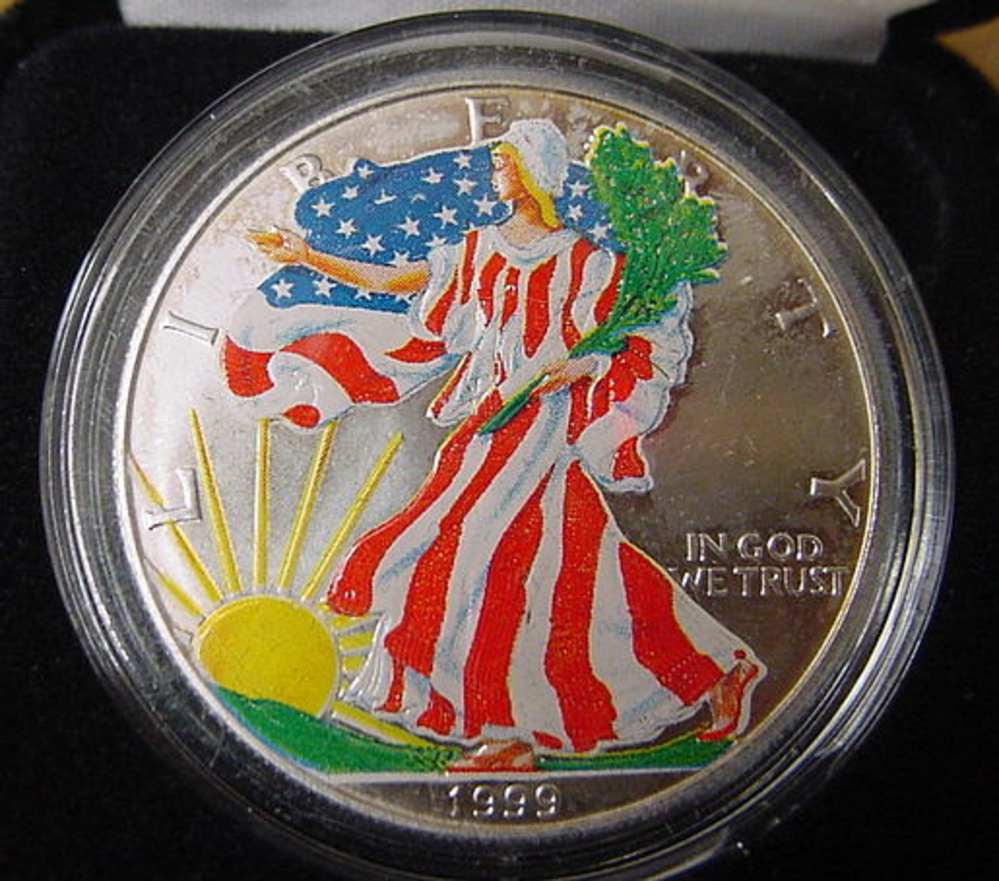 1999 US Colorized Silver Eagle  Dollar -img-0