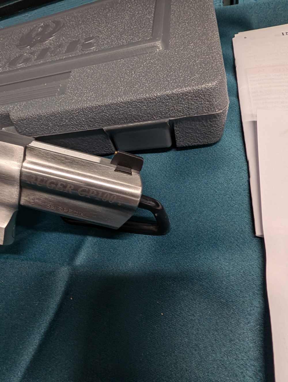 Ruger GP100 01767 44 Special SA/DA Stainless 3" revolver wood grips! Box-img-3