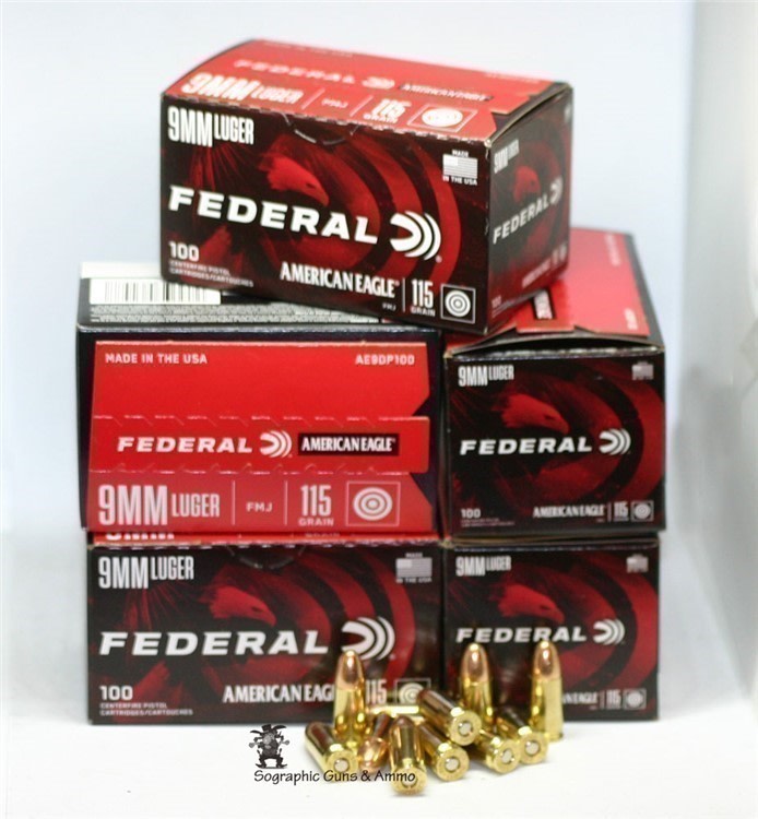 9MM FEDERAL American Eagle 9 MM FMJ 115 Grain 100 ROUND PACK-img-1