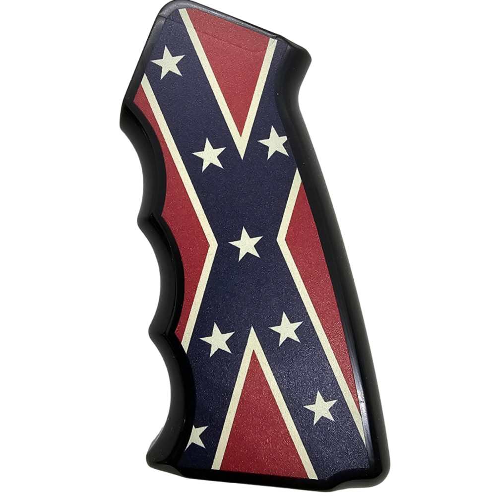 CNC Aluminum AR-15 / M4 Pistol Grip – Ergonomic – Confederate Flag Design-img-3