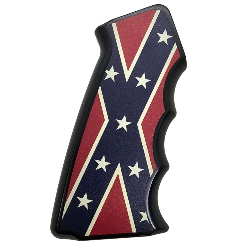 CNC Aluminum AR-15 / M4 Pistol Grip – Ergonomic – Confederate Flag Design-img-6
