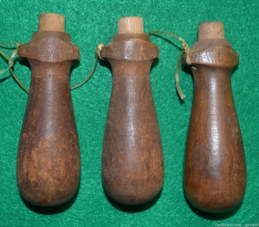 Original Matchlock Wood Powder Chargers  From A Bandoleer Circa 1600s-img-0