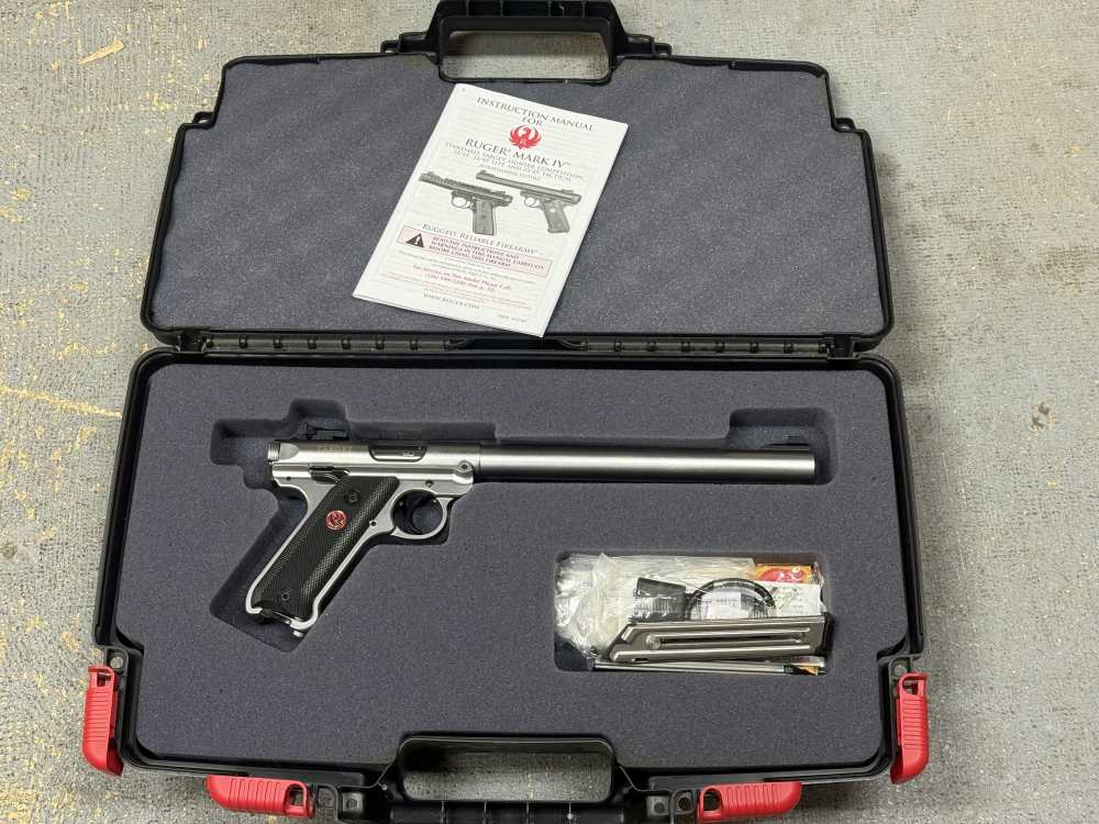 LNIB Ruger Mark IV Target Stainless 22 LR 10" 40174 Buy Now, No CC Fees!-img-0