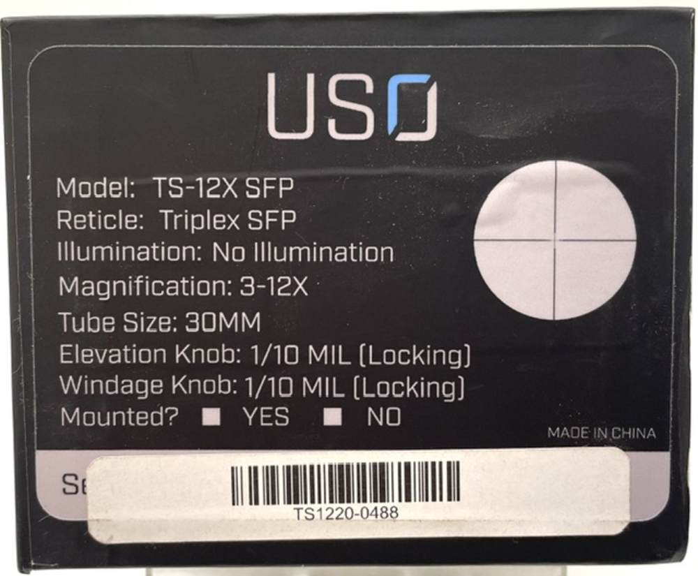 N.O.S. U.S. Optics Model TS-12X SFP Side Focus 30mm Tube Scope-img-1