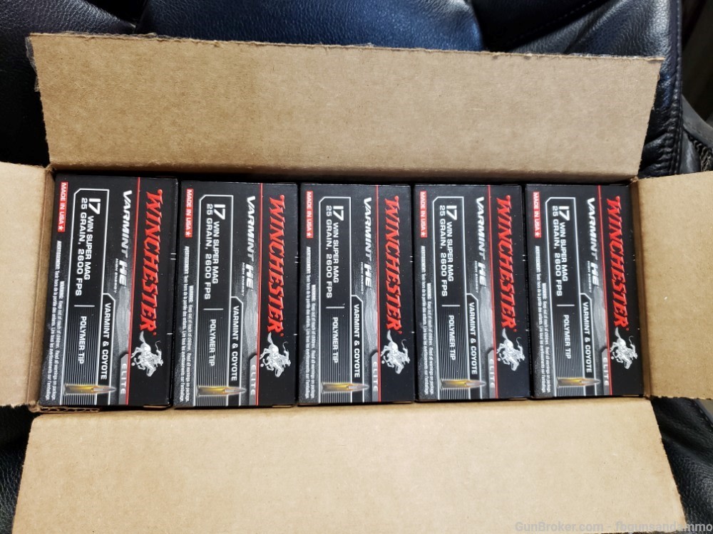 NEW 500 ROUNDS WINCHESTER VARMINT HE 17 WIN SUPER MAG MAGNUM 25 ELITE BMAG-img-2