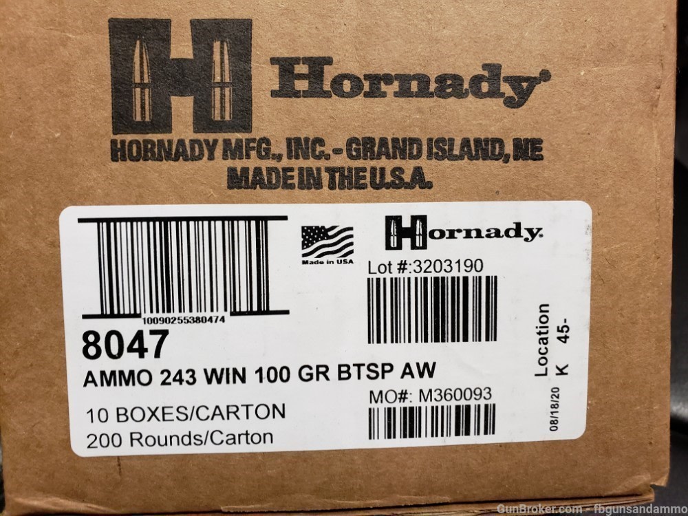200 ROUNDS HORNADY .243 100 GR INTERLOCK AW BTSP AMERICAN WHITETAIL 243 SP-img-1